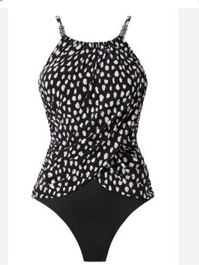 Magicsuit Underwire One Piece Swimsuit Tummy Control Black White Dot Size 8 NWT